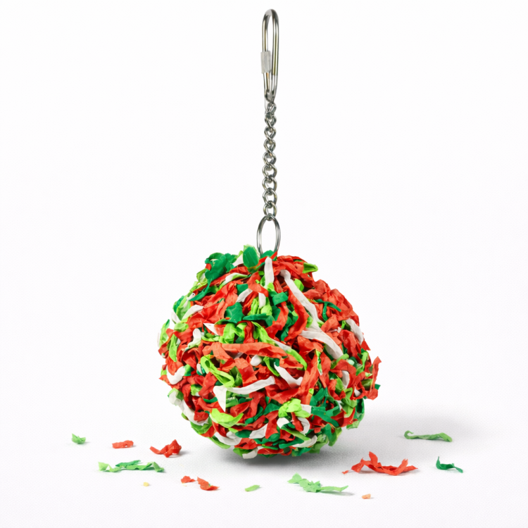 Collection de Noël | Christmas Shredder Ball | jouet en bois pour perroquets | 10 × 22 cm | ParrotPlanet.fr