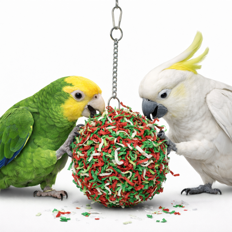 Collection de Noël | Christmas Shredder Ball | jouet pour perroquets | boule de foraging | 29,5 cm | ParrotPlanet.fr