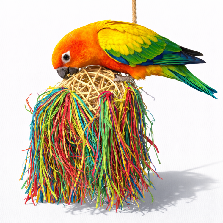 Danseuse Hawaïenne – grand jouet de foraging en osier pour perroquets, 43 × 23 cm ParrotPlanet.fr