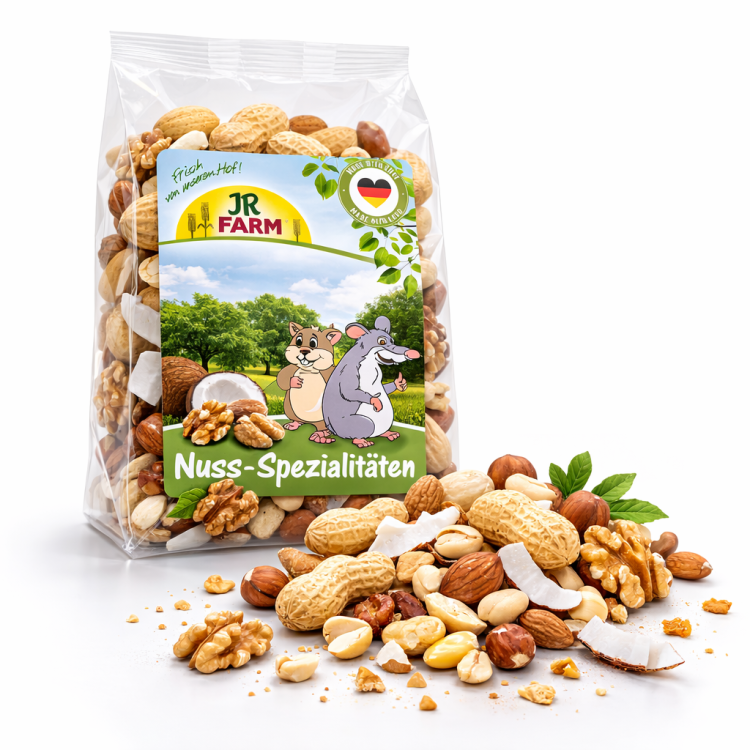 JR FARM Mélange de Noix à Décortiquer avec Cacahuètes, Noix, Noisettes et Noix de Coco pour Perroquets 200 g de ParrotPlanet.fr