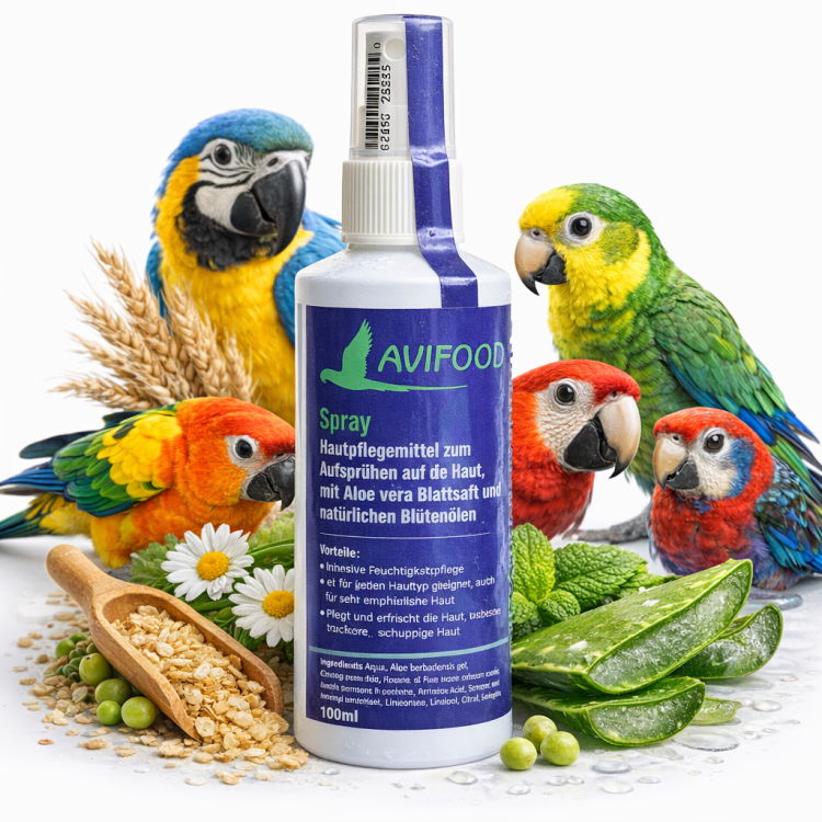 Avifood Spray 250 ml - Kojący spray do stosowania miejscowego o działaniu przeciwświądowym i przeciwzapalnym dla wszystkich papug od ParrotPlanet.pl