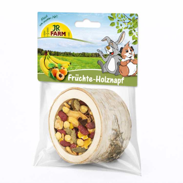 JR FARM Bol en Bois aux Fruits pour Foraging 120 g | Bol naturel aux fruits pour rongeurs par ParrotPlanet.fr