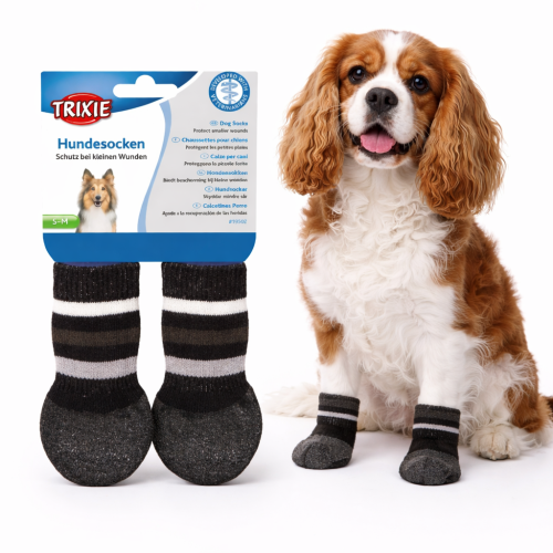 TRIXIE Chaussettes Antidérapantes Noires S/M | Protection des pattes et stabilité sur les sols glissants de ParrotPlanet.fr