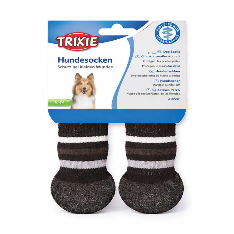 TRIXIE Chaussettes Antidérapantes Noires S/M | Protection des pattes et stabilité sur les sols glissants de ParrotPlanet.fr