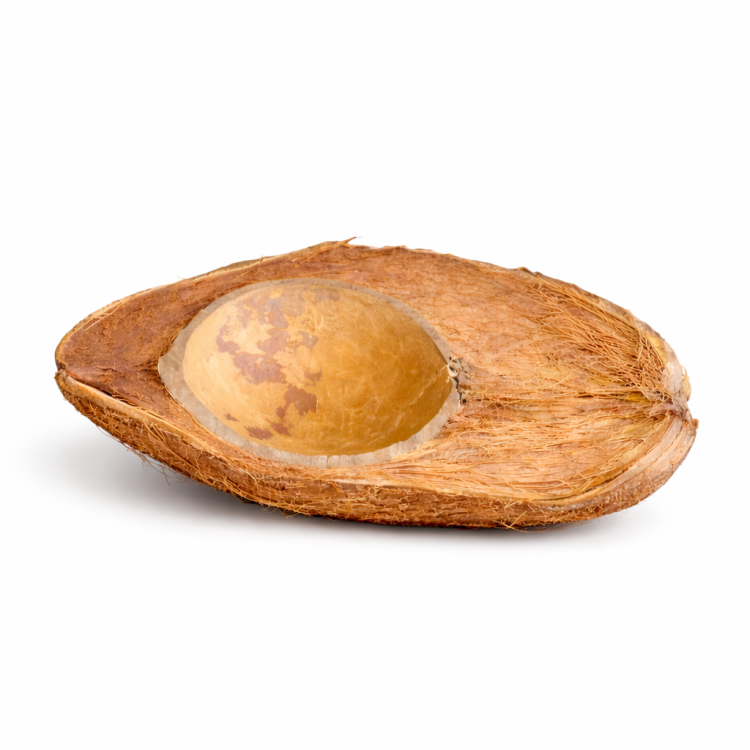 Demi noix de coco naturelle avec coque | Gamelle naturelle et élément décoratif pour perroquets et reptiles de ParrotPlanet.fr