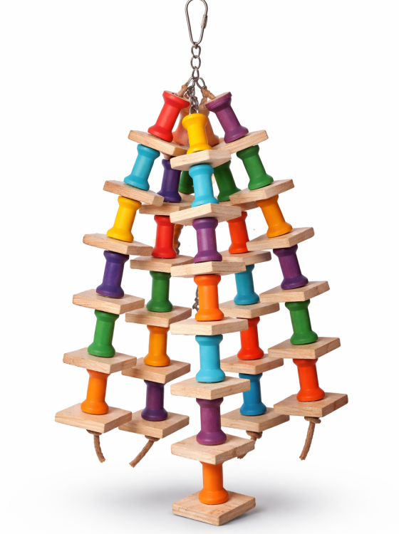 Très Joli Jouet – Jouet en bois à mordiller pour perroquets moyens et grands – 35 cm ParrotPlanet.fr