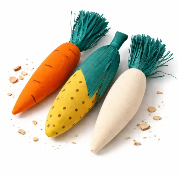 Lot de 3 jouets naturels à mordiller, 10 cm – jouets à tenir dans la patte pour perroquets