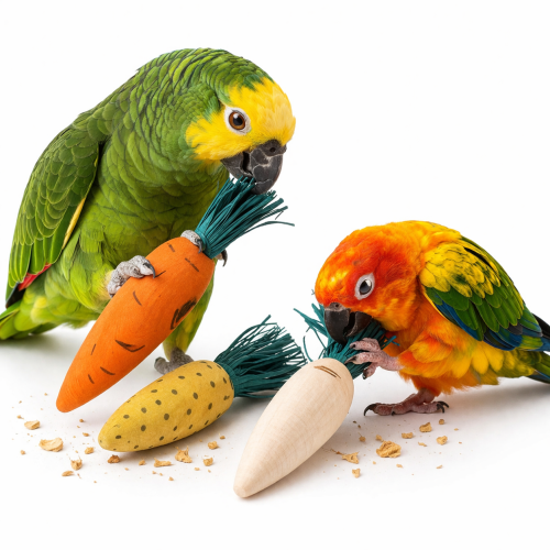 Lot de 3 jouets naturels à mordiller, 10 cm – jouets à tenir dans la patte pour perroquets