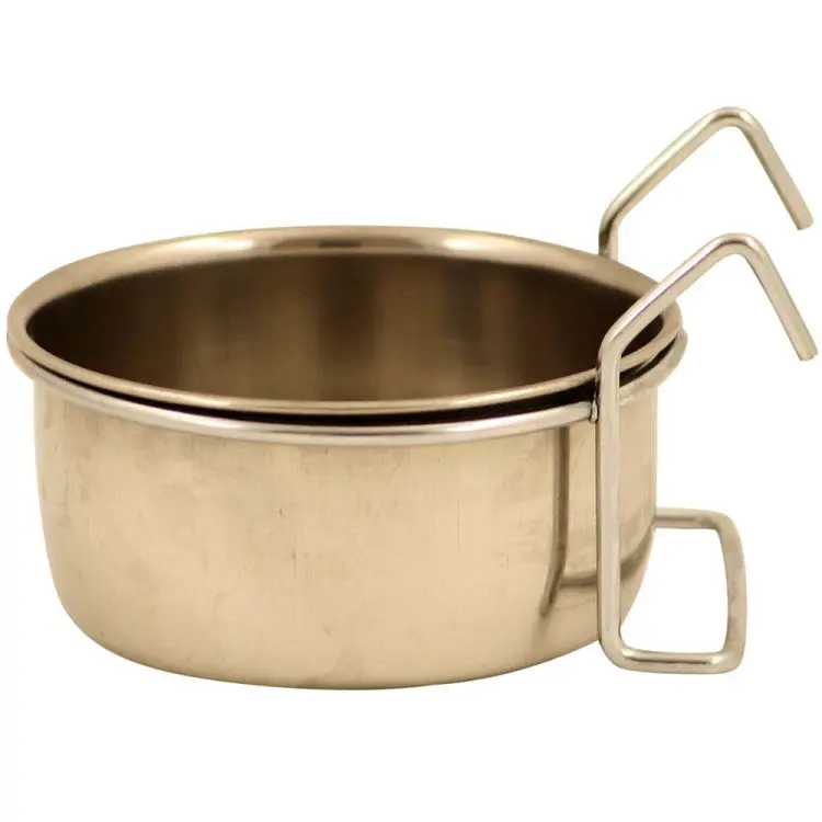 Gamelle en métal pour perroquets, en acier inoxydable, à suspendre, taille S - 300 ml ParrotPlanet.fr