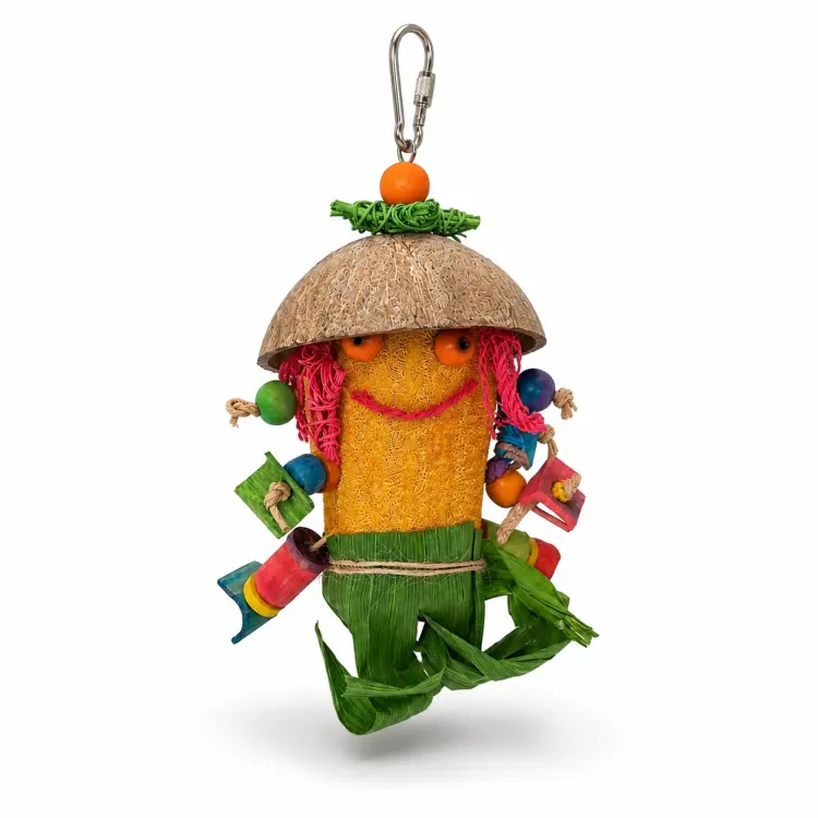 Luffa Man – jouet naturel pour perroquets moyens et grands | 30 × 16 × 10 cm ParrotPlanet.fr