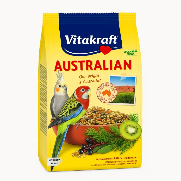 Vitakraft Australian 750 g – Aliment premium pour calopsittes et perruches rosellas | Ingrédients naturels, fruits, graines et complexe complet de vitamines od ParrotPlanet.fr