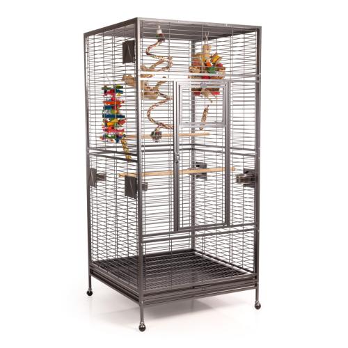 Cage pour perroquets Montana Arkansas Nova I foncée – grande cage pour perroquets de moyenne et grande taille 101,5 × 101,5 × 220 cm ParrotPlanet.fr