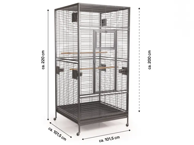 Cage pour perroquets Montana Arkansas Nova I foncée – grande cage pour perroquets de moyenne et grande taille 101,5 × 101,5 × 220 cm ParrotPlanet.fr