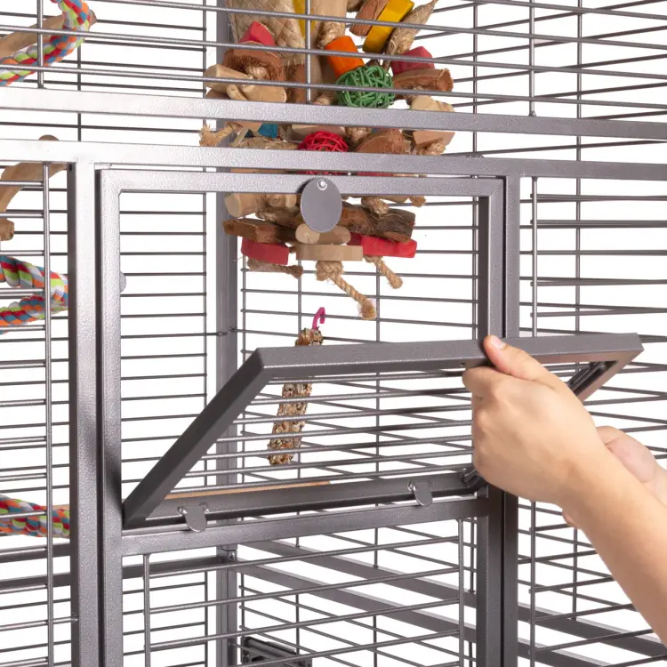 Cage pour perroquets Montana Arkansas Nova I foncée – grande cage pour perroquets de moyenne et grande taille 101,5 × 101,5 × 220 cm ParrotPlanet.fr