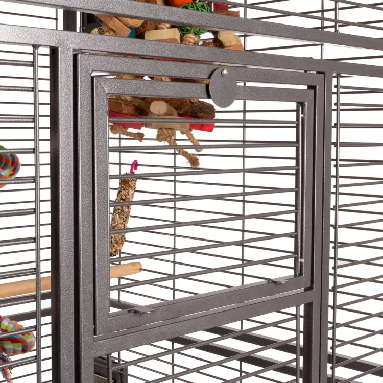 Cage pour perroquets Montana Arkansas Nova I foncée – grande cage pour perroquets de moyenne et grande taille 101,5 × 101,5 × 220 cm ParrotPlanet.fr