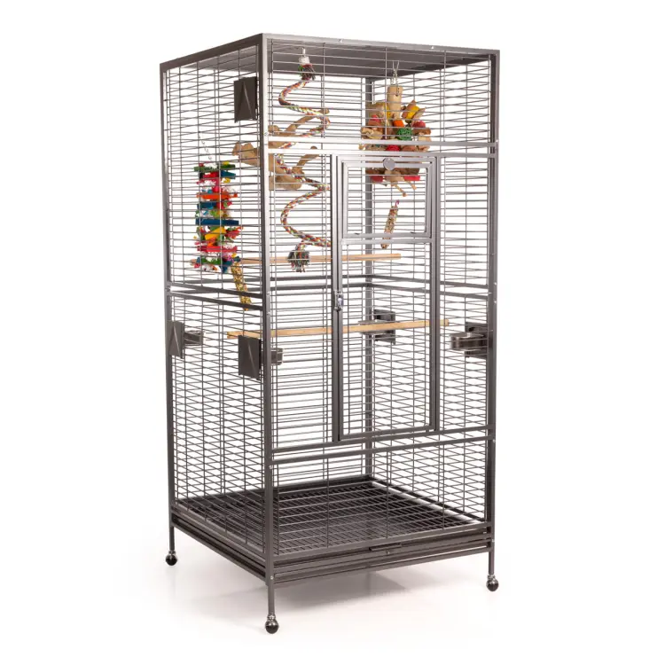 Cage pour perroquets Montana Arkansas Nova I foncée – grande cage pour perroquets de moyenne et grande taille 101,5 × 101,5 × 220 cm ParrotPlanet.fr