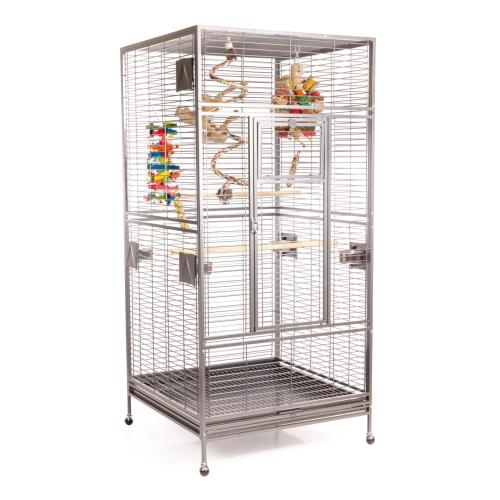 Cage pour perroquets Montana Arkansas Nova I Platinum claire – grande cage pour perroquets de moyenne et grande taille 101,5 × 101,5 × 220 cm ParrotPlanet.fr