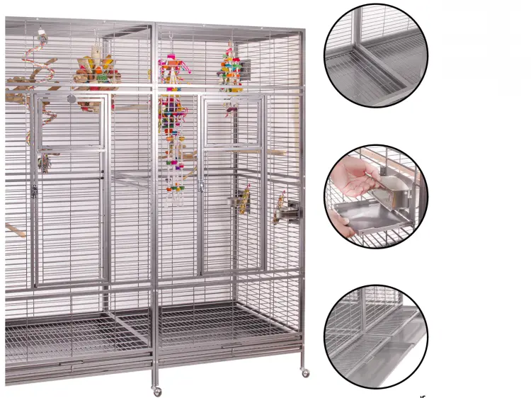 Cage pour perroquets Montana Arkansas II Platinum claire – cage pour tous les perroquets de grande et moyenne taille ParrotPlanet.fr