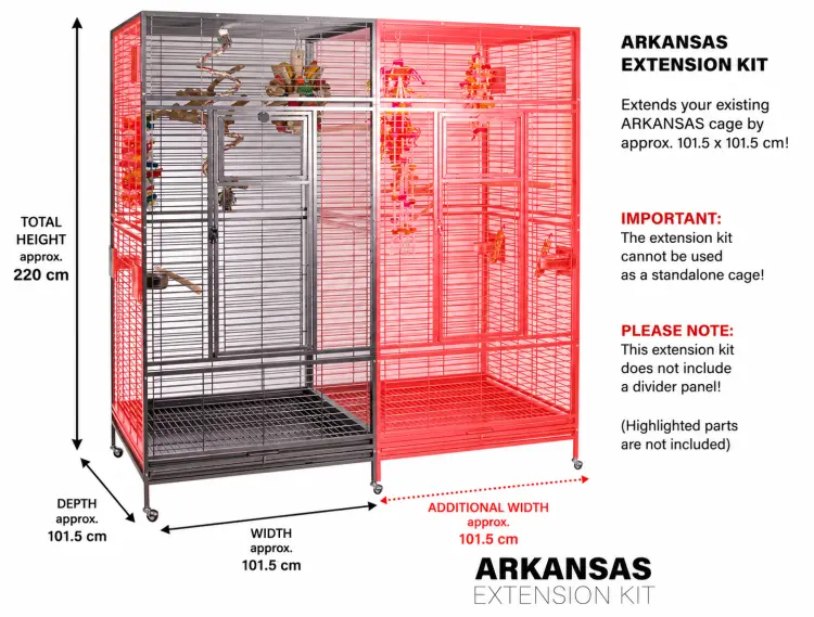 Montana NEW ARKANSAS 2024 – module d'extension pour cage à perroquets 101,5 × 101,5 cm ParrotPlanet.fr