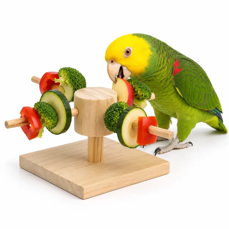 Carrousel d’alimentation pour perroquets en bois, 22 × 8 × 22 cm ParrotPlanet.fr