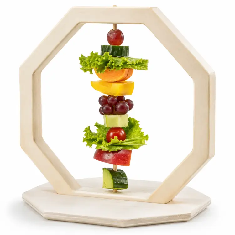 Lunch Time – mangeoire en bois pour fruits et légumes pour perroquets, lapins et rongeurs, 17 × 12 × 17 cm ParrotPlanet.fr