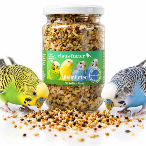 Claus Keimfutter – graines germées naturelles pour perruches ondulées et autres petits perroquets, 370 ml ParrotPlanet.fr
