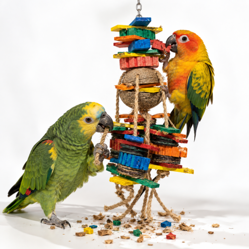 Coco Rocco XL – Jouet Coloré pour Perroquets avec Noix de Coco ParrotPlanet.fr