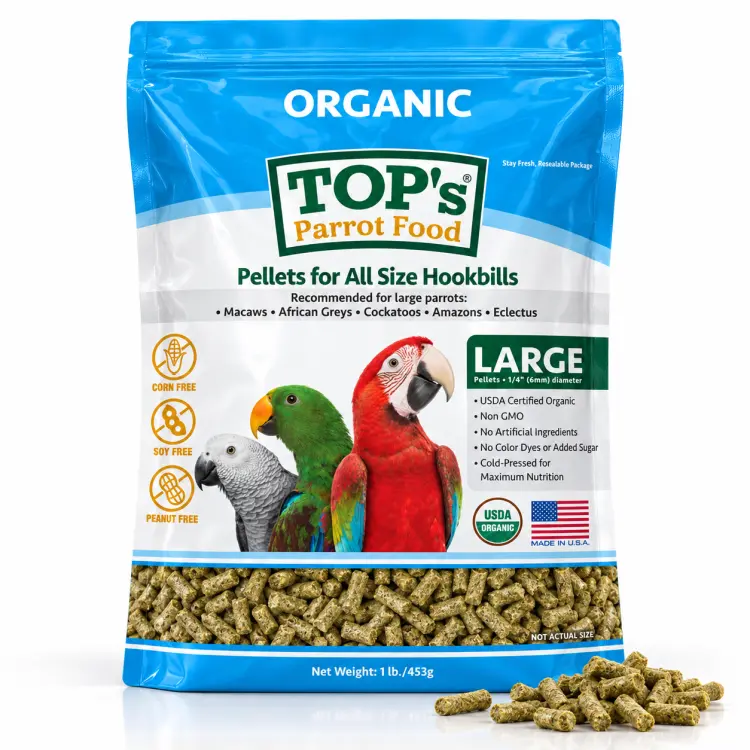 TOP’s Parrot Pellets – granulés BIO pour perroquets de toutes tailles, 453 g ParrotPlanet.fr