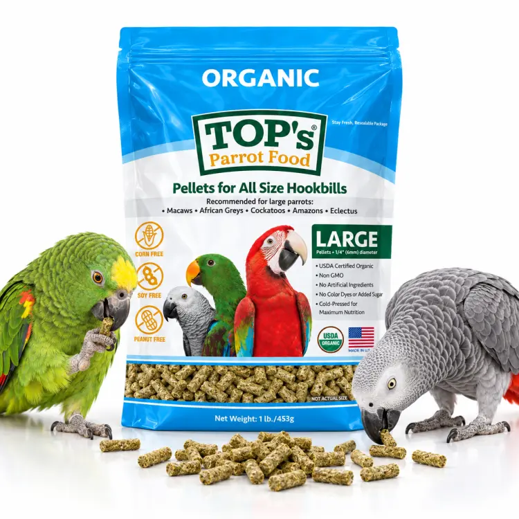 TOP’s Parrot Pellets – granulés BIO pour perroquets de toutes tailles, 453 g ParrotPlanet.fr