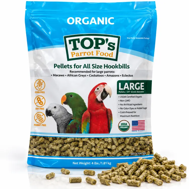 TOP'S Parrot Pellets for All Size Hookbills – Granulés biologiques pour perroquets – 1,81 kg ParrotPlanet.fr