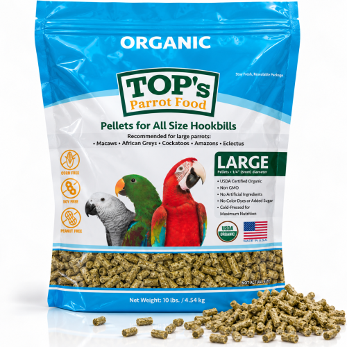 TOP’s Parrot Pellets – granulés biologiques pour perroquets moyens et grands 4,54 kg ParrotPlanet.fr