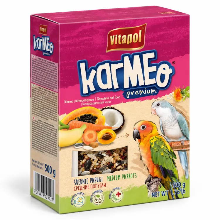 Vitapol Karmeo PREMIUM Mieszanka dla średnich papug 800 g – Pełnoporcjowa Karma Premium od ParrotPlanet.pl