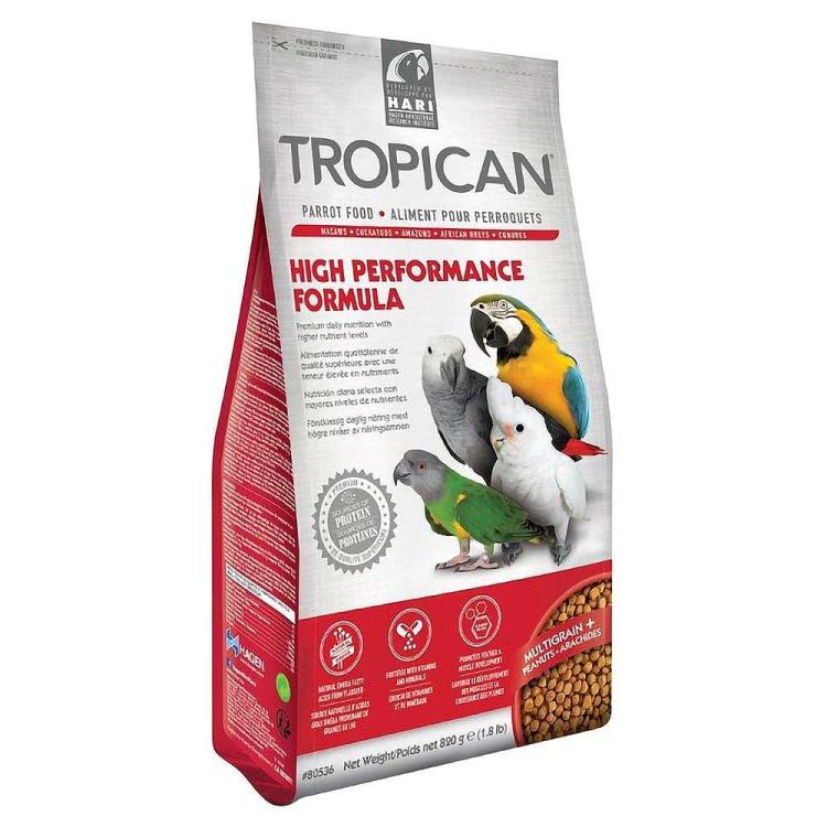 Hagen Hari Tropican Parrot High Performance Granules - Pokarm przejściowy lub codzienny w diecie o zwiększonym zapotrzebowaniu na wartości odżywcze (młode ptaki, ptaki w okresie pierzenia - 820g  od ParrotPlanet.pl