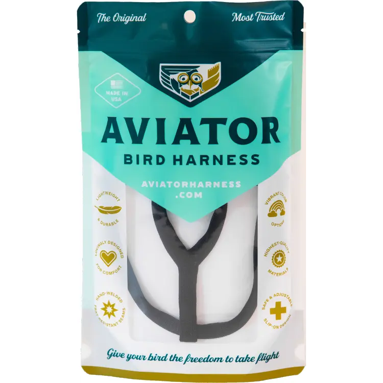 AVIATOR Harness XXS noir – harnais de vol pour très petits perroquets de 75 à 110 g ParrotPlanet.fr